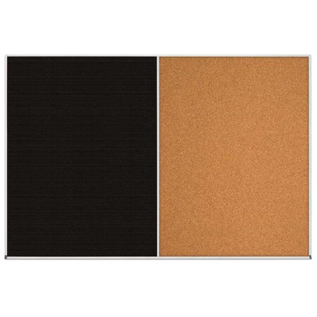 United Visual Products Enclosed Corkboard, 1 Door, 48"x36", 4" Fra UV3409-SATIN-PEARL